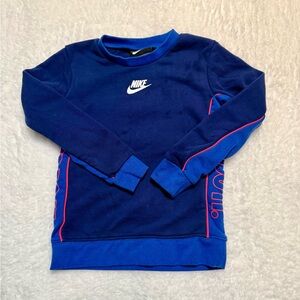Nike Kids Blue & Royal Crewneck Sweatshirt with Pink Piping